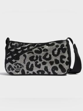 adidas Black and Silver Leopard Print mini airliner Crossbody Bag